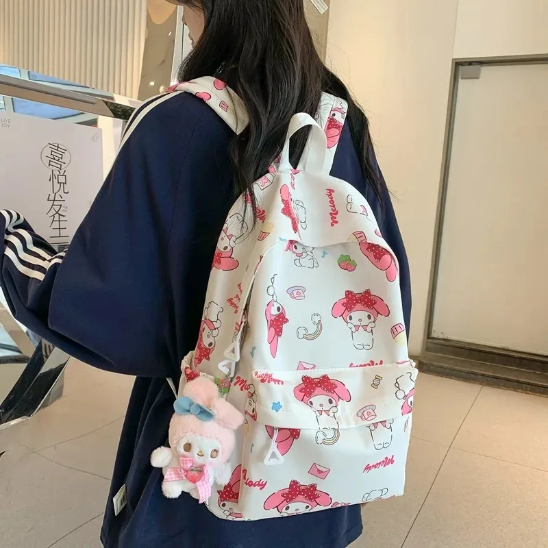 Sanrio Backpack Anime Cute backpack Printed Graffiti Student girl schoolbag Fashion Versatile Teenagers School Bag High Capacity