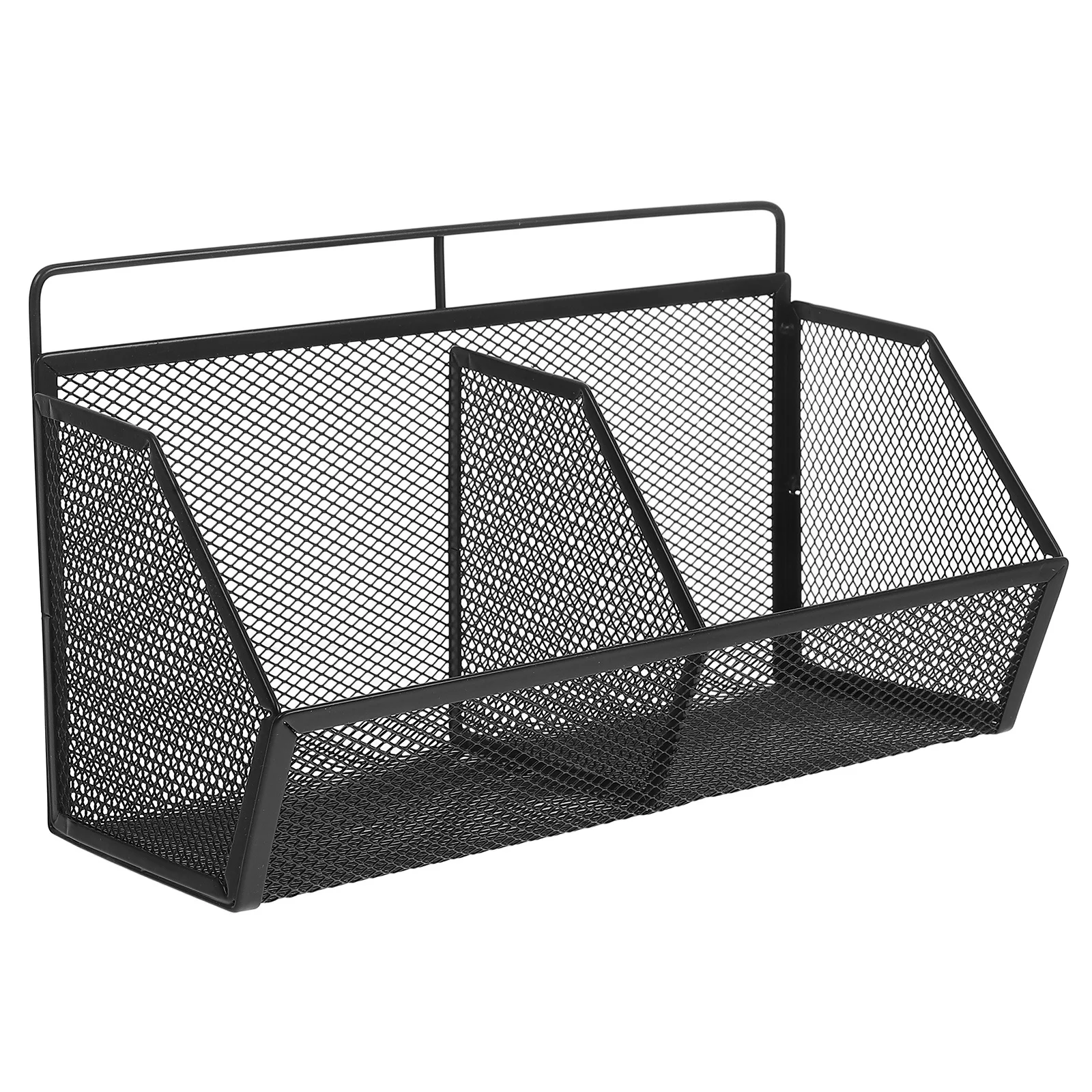 

1Set Iron Wall Hanging Basket Slanted Opening Sturdy Metal Storage Organizer Kitchen Bathroom Pantry Closet Laundry Room Snack