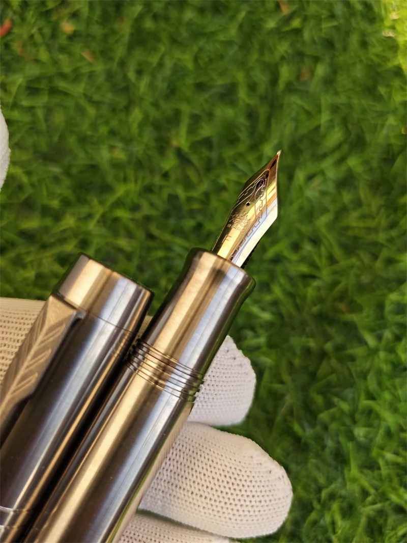 Titanium Alloy Homemade Piston Ink Pocket Tofu Fountain Pen Metal Jinhao NO.8 Nib Business Writing Smooth Office Gift