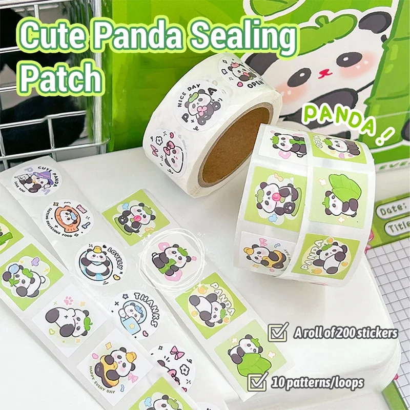 Cartoon Animal Giant Panda Roll Sticker Cute Pet Cartoon Primary School Student Prize Decoration Sealing Adhesive Sticker Gift