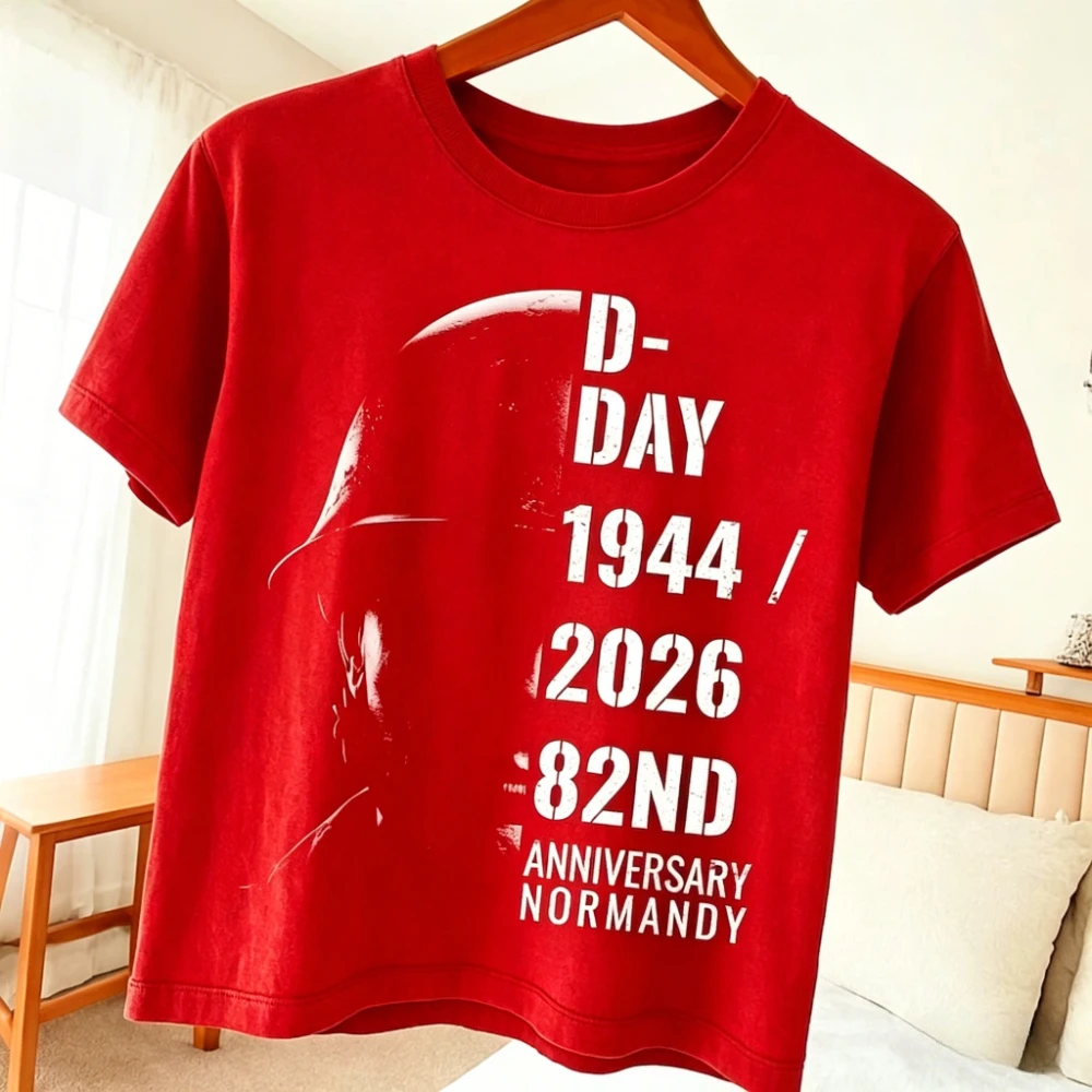 D-Day 82nd Anniversary Tshirt Normandy Veteran Remembrance Shirt Military History T-Shirt Men Crewneck Cotton Short Sleeve view 3