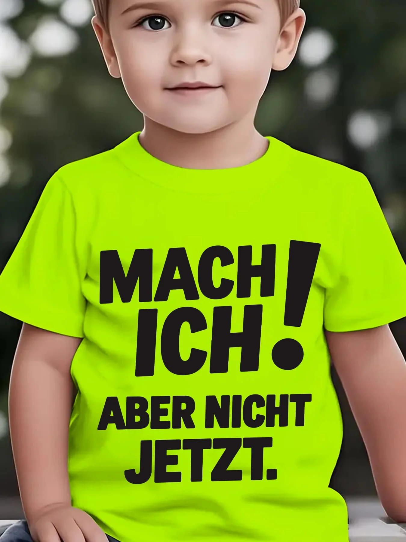 

Summer Boys' Fashion Short Sleeve "MACH ICH! ABER NICH JETZT." Letter Element Cartoon Pattern Printed Outdoor Casual Top