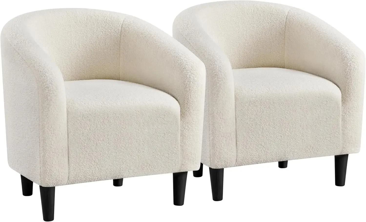 Barrel Chairs, Furry Accent Chairs, Sherpa Chairs with Soft Padded Armrest, Fuzzy Club Chairs for Living Room Bedroom