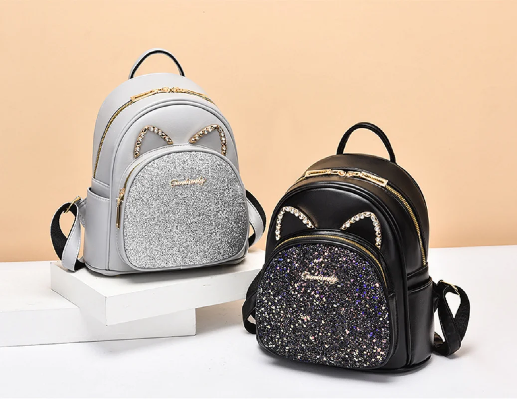 New High Capacity Leather Small Backpacks Women's Fashion Lovely Double Zipper Shoulder Bags Totes Crossbody Bag Backpack
