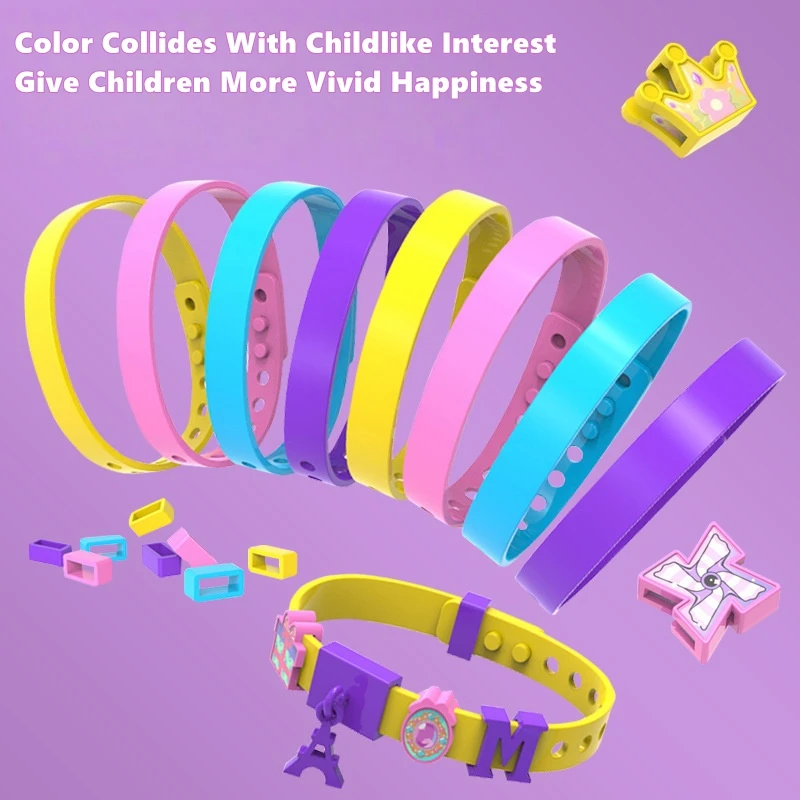 Creative DIY Children Beaded Bracelet Craft Toys Cartoon Letter Pattern Charms Watchband Educational Toy Girls Birthday Giftskid