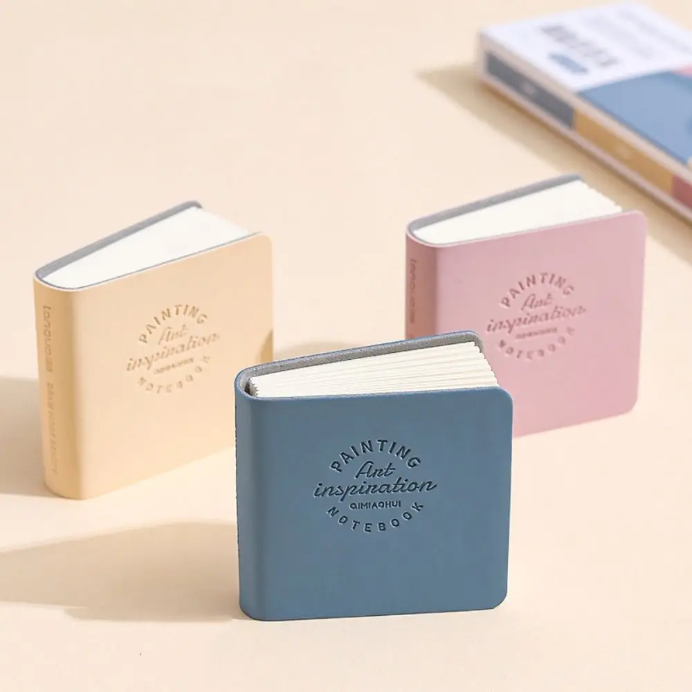 3Pcs Thick Drawing Paper Mini Drawing Book Unlined Compact Miniature Sketchbook Tearable PU Leather Cover Extra Small Notepads
