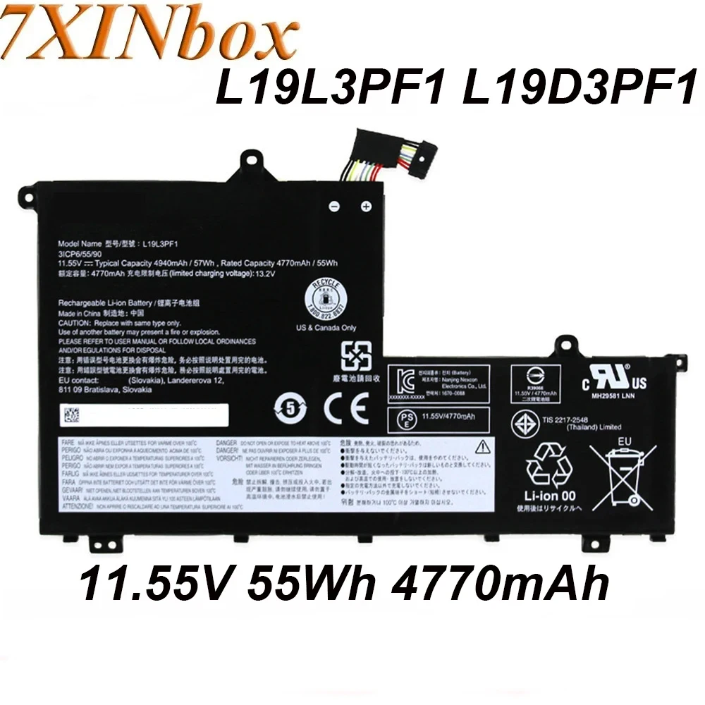 

7XINbox L19L3PF1 L19D3PF1 11.55V 55Wh 4770mAh Laptop Battery For Lenovo ThinkBook 14 14-IIL 14-IML 15 15-IML 15-IIL Series