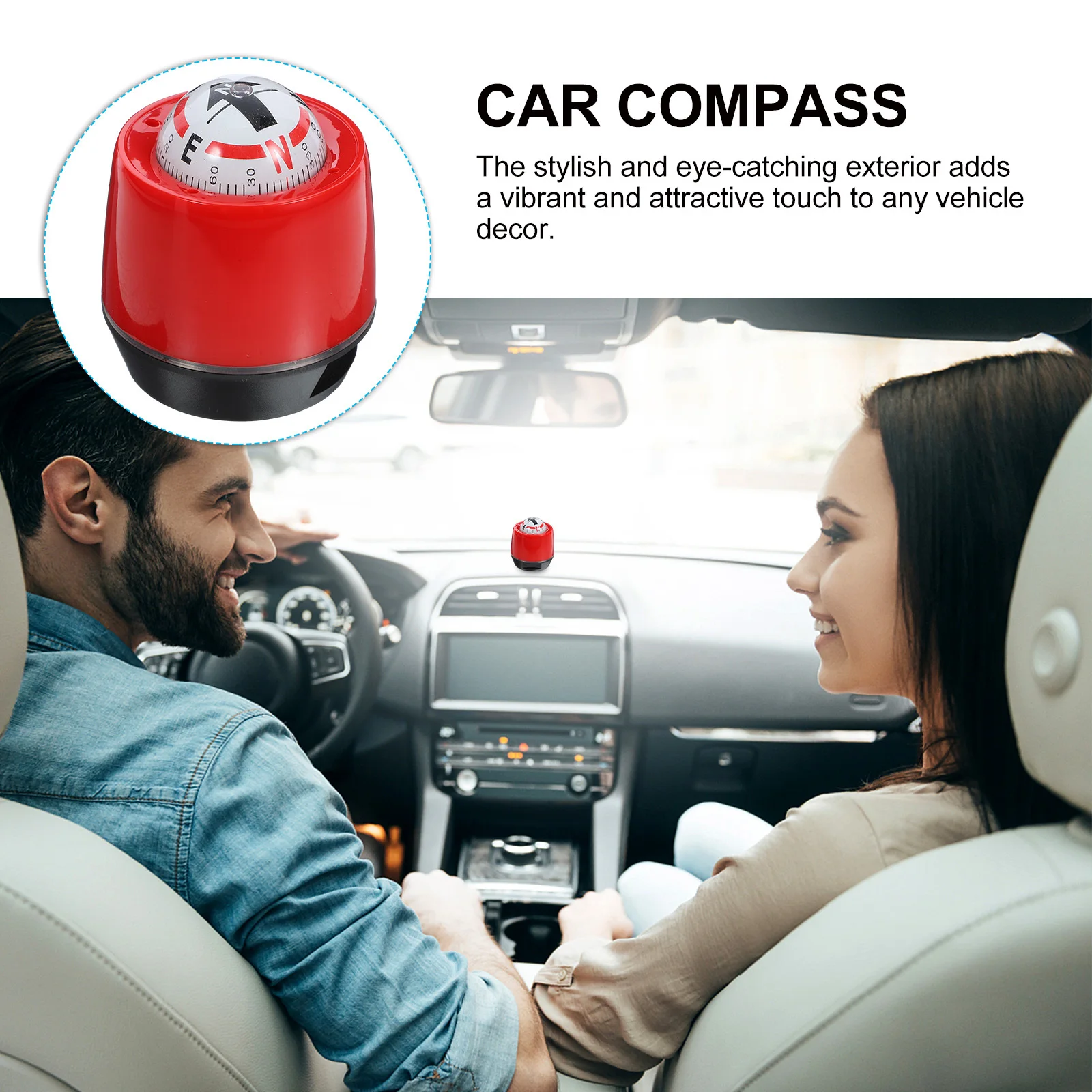 

Car Compass Stylish Self-Adhesive Durable ABS Material Navigation Direction Indicator Dashboard Ball Compass for Auto