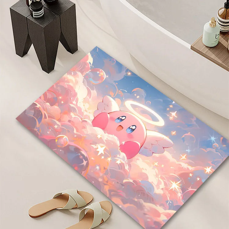 Cartoon Kirbyed Absorbent Bathroom Bath Mat Kawaii Quick Dry Shower Rug Kitchen Entrance Doormat Bathtub Floor Mat Carpet Decor