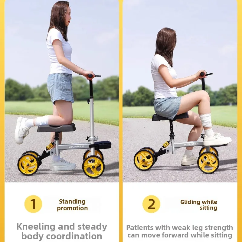 KneeRover Walking Aid Crutch Single Leg Walker for Ankle Injury Recovery,Foldable Mobility Scooter with Wheel,Rehab Support Cane