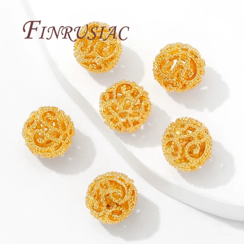 8 مللي متر 10 مللي متر الخرز ، فواصل للأساور 18K مطلية بالذهب خزر عازل ، الخرز المستديرة ، DIY بها بنفسك مجوهرات اكسسوارات ، النتائج قلادة