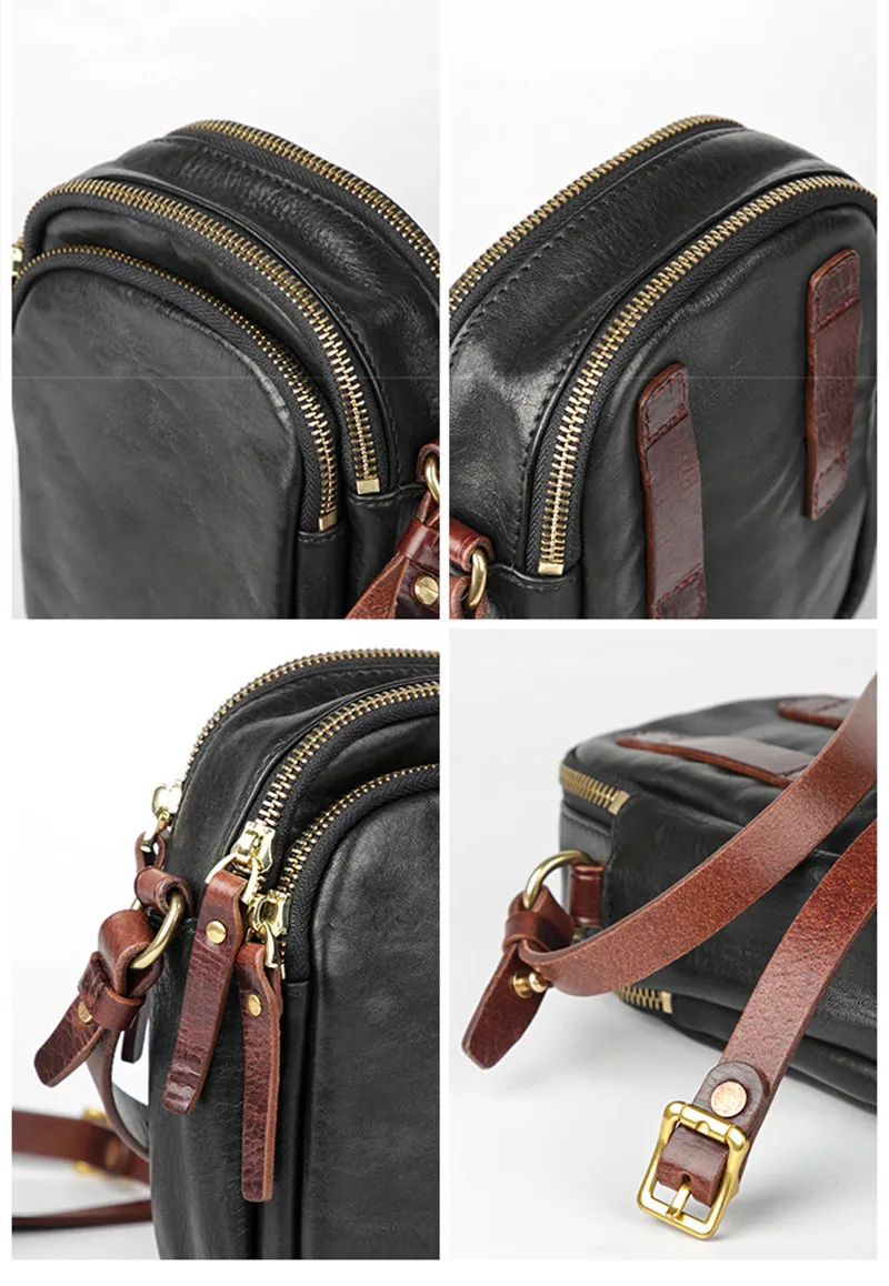 PNDME Einfache, lässige, hochwertige, natürliche Echtleder-Handytasche für Herren, leichte, beliebte Schulter-Umhängetasche – Detail 15