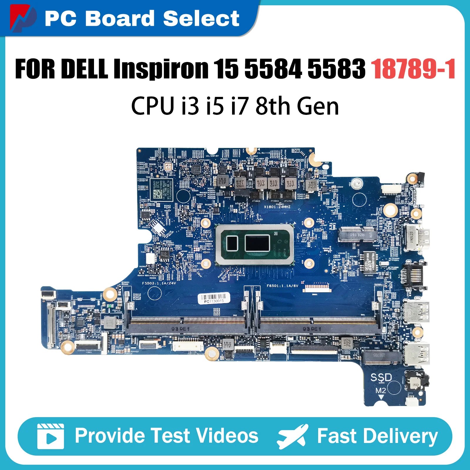 

Laptop Motherboard For Dell Inspiron 15 5583 5584 18789-1 0CXMX0 0F62D6 Notebook Mainboard With i3 8145U i5 8265U i7 8565U CPU