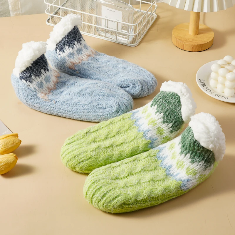 Calzini pantofola antiscivolo in velluto ultra spesso Calzini caldi autunno inverno da donna Nuovo pile corallo per comodi calzini da pavimento per la casa