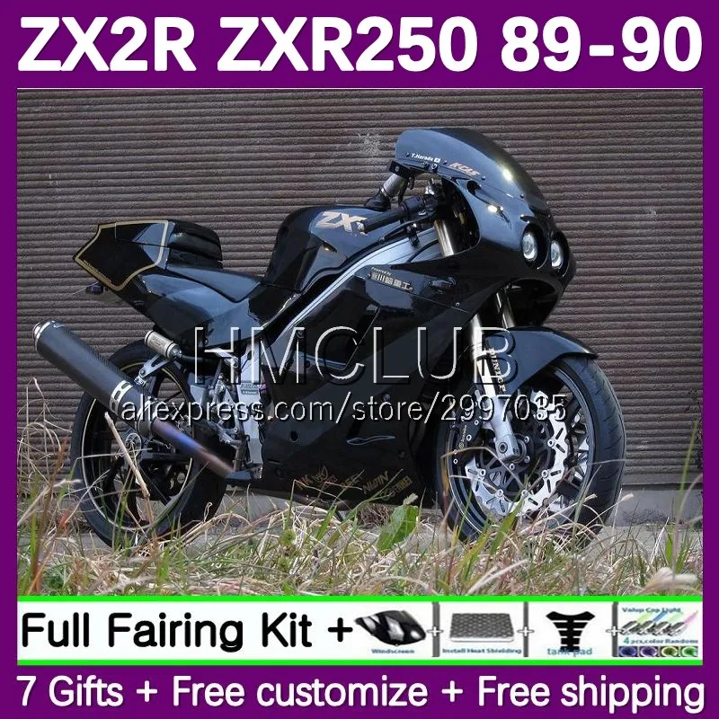 Glossy black OEM Fairing For KAWASAKI NINJA ZXR250 ZXR 250 ZX-2R 123No.76 ZXR-250 ZX2R ZX 2R R250 1989 1990 ZX-R250 89 90 Bodys