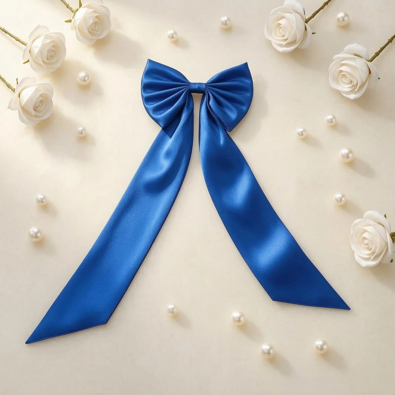 Satin Bow Sash Long Trailing Panels Waist Sash Belt Graceful Wedding Dress Finishing Detail for Formal Event