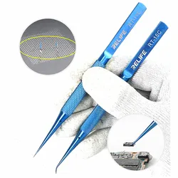 RELIFE RT-11C RT-15C High Precision Titanium Alloy Tweezers Non-slip Ultra Fine Motherboard Flying Wire Repair Clamping Forceps