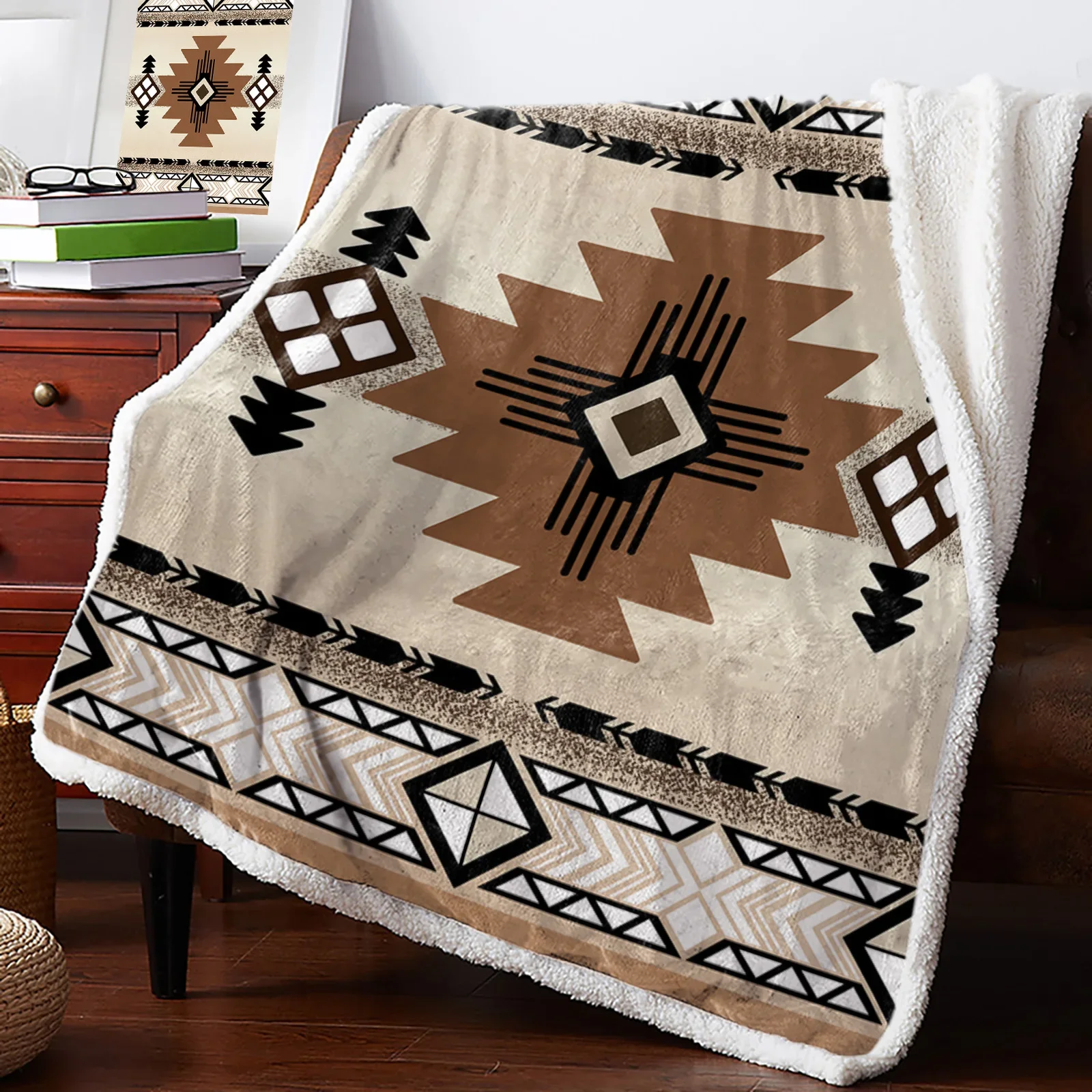 Indian Geometry Graphics Blankets Winter Warm Cashmere Blanket Office Sofa Soft Throw Blanket Kids Bed Bedspread