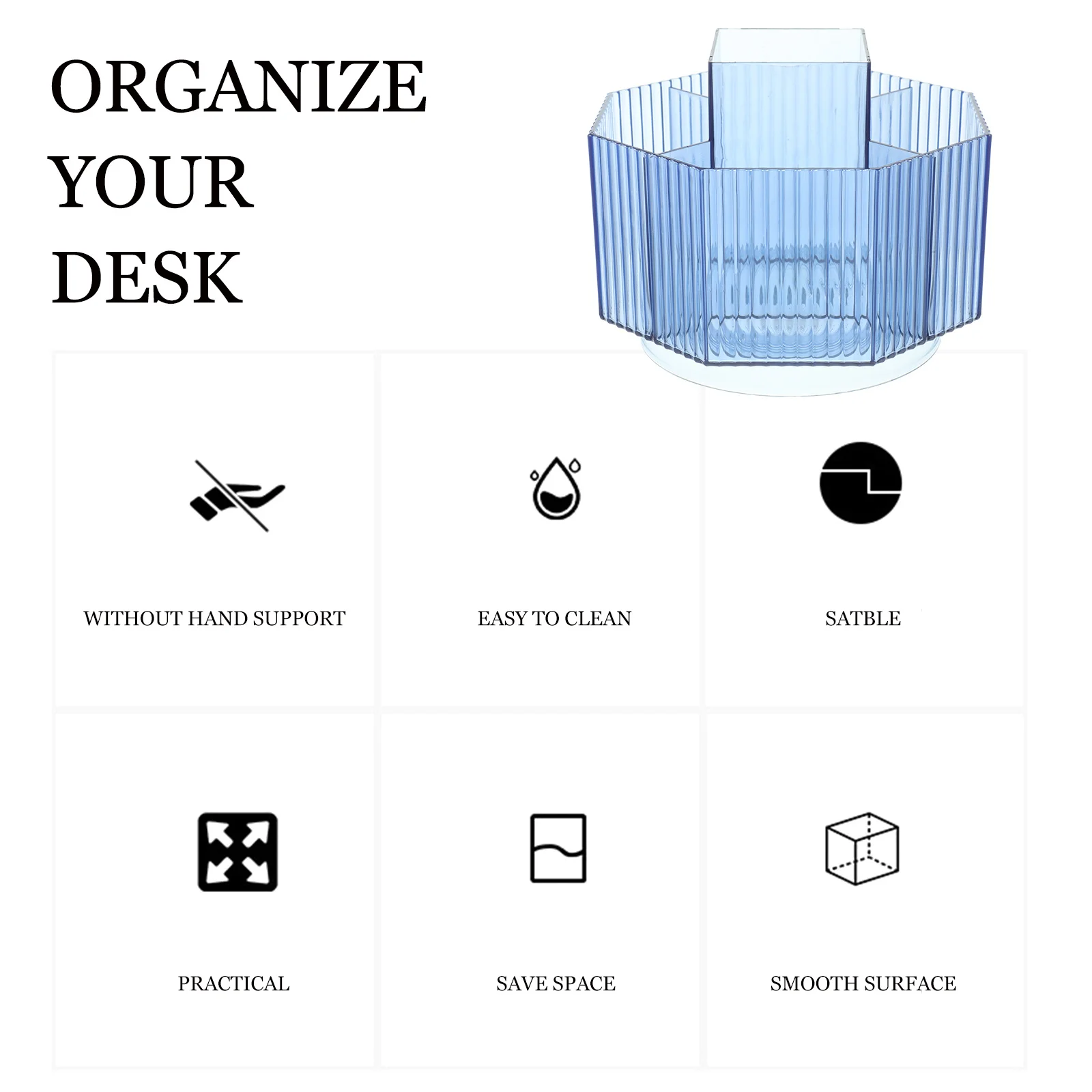 

Rotatable Plastic Desktop Pen Holder Pencil Organizer Makeup Brush Container Office Sundries Storage Cup Suitable for Desk