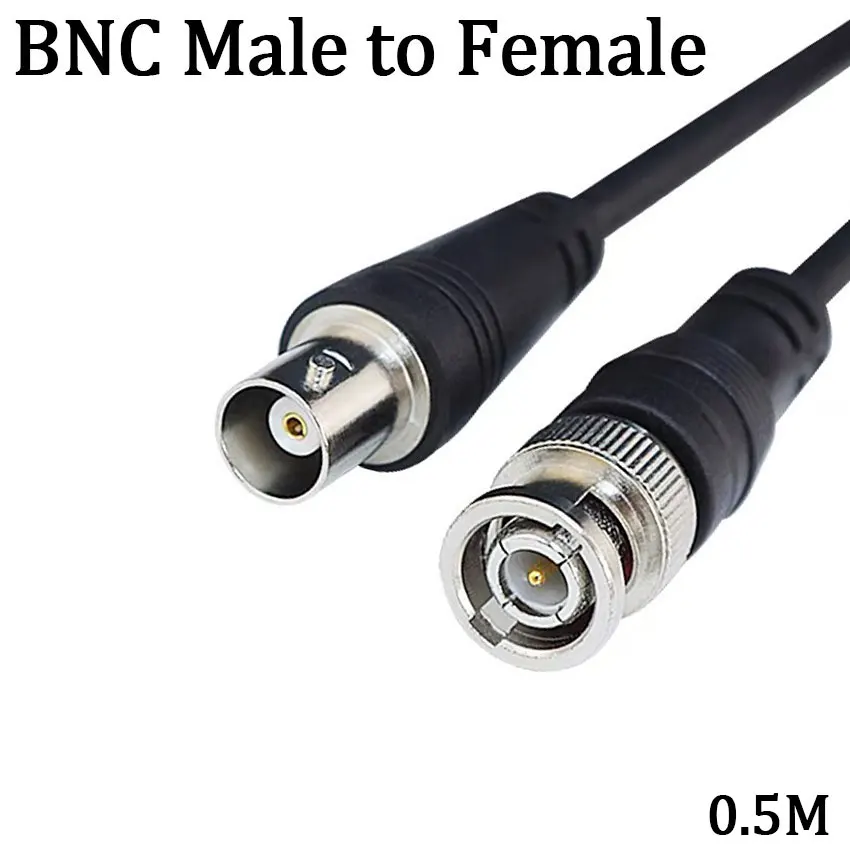 

BNC Male to Female Adapter dual head Cable video Connector extension Pigtail Wire For CCTV Camera Accessories 0.5m