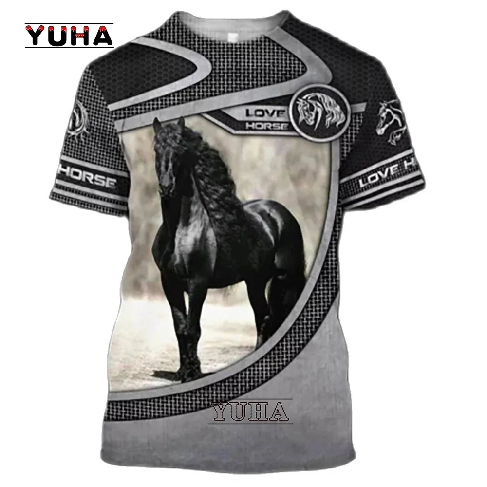 Summer 3D Printing Love Horse Shirt  Fashion Men\'s Tee Shirt Large Loose O-Neck T-Shirt Casual Short Sleeve T shirt  Clothes