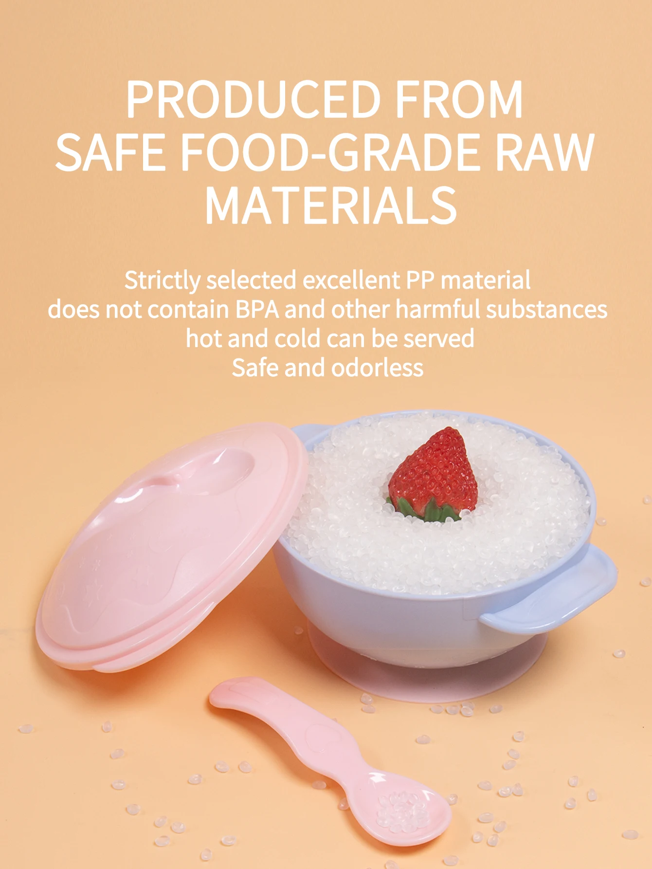 1-delige babytrainingskom, zuigkom voor babyvoeding met lepel, draagbare antislip siliconen zuigplaat voor peuters