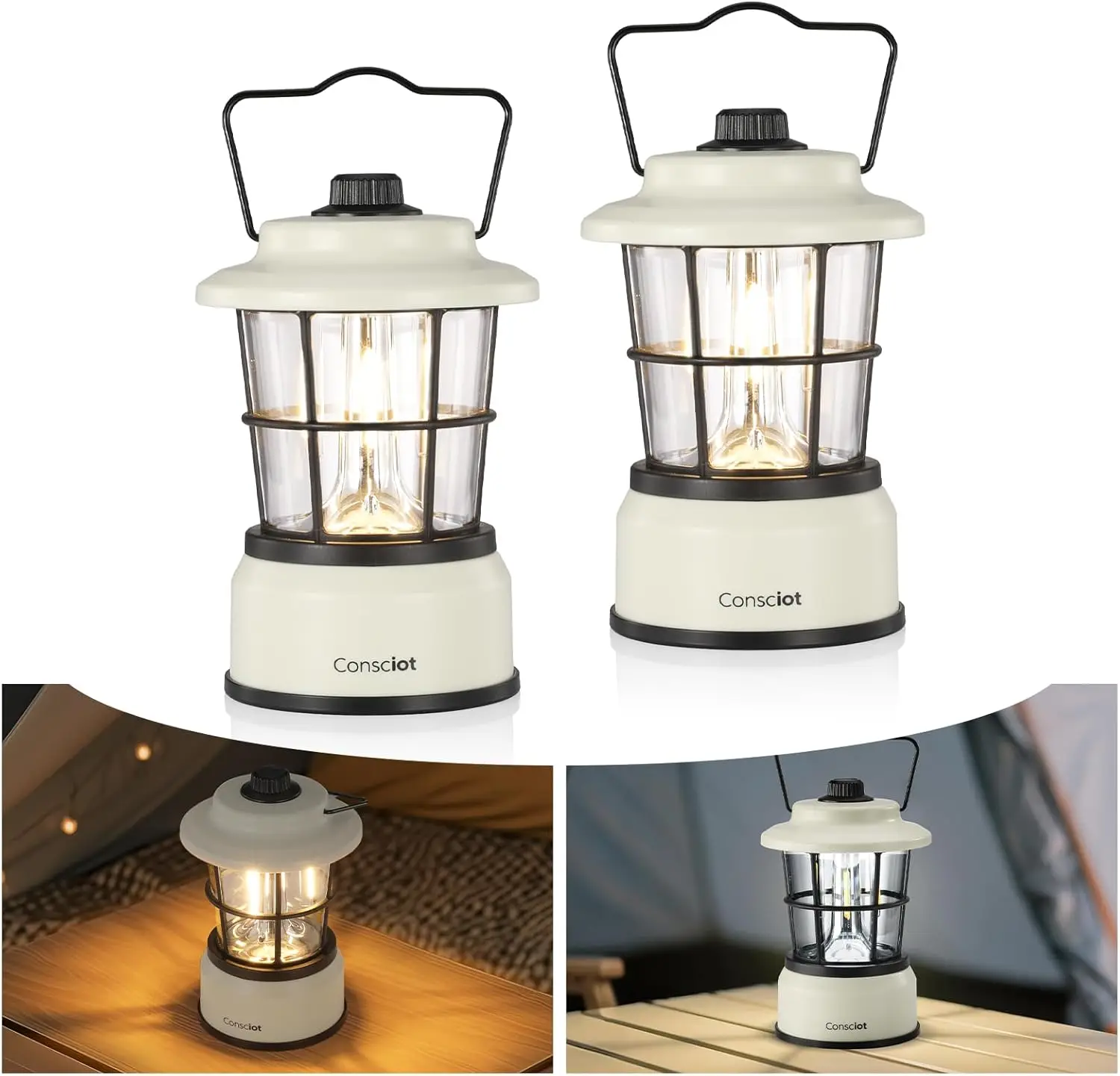 

Mini LED Lantern with Dual Light Sources, Stepless Dimming, 200H Runtime, Portable Retro Lamp for Indoor Outdoor Camping
