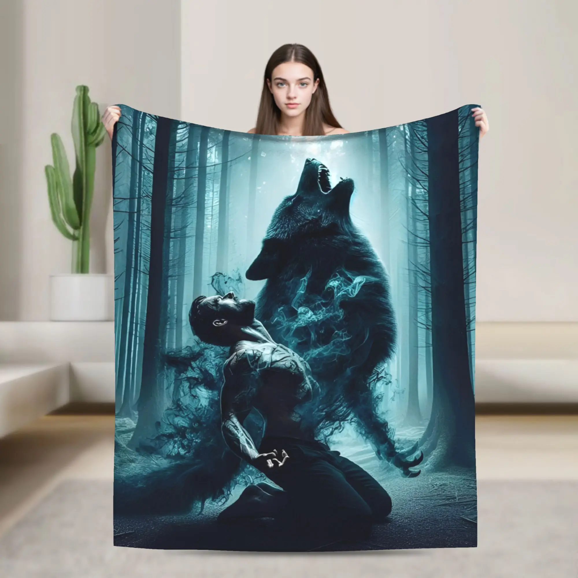 Teen Wolf Blanket Coral Fleece Plush Movies Super Warm Throw Blanket for Airplane Travel Bedroom Quilt