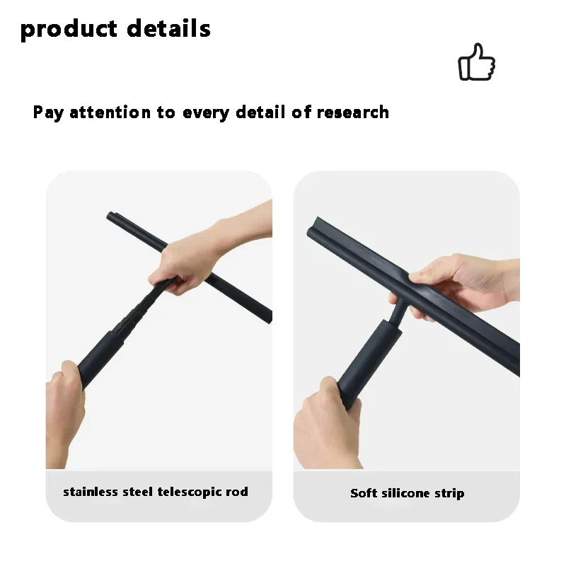 Stretchable Shower Squeegee for Glass Door Wiper Scraper Cleaner with Long Holder Bathroom Mirror Wiper Scraper Glass Cleaning