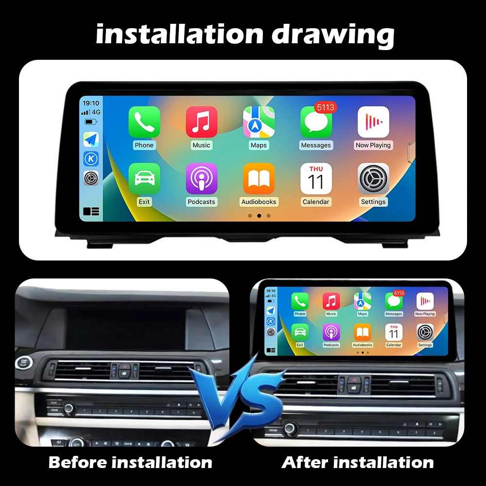 12.3 inch Car Radio Multimedia Video For BMW 5 Series F10 F11 2011 - 2017 CIC NBT System Navigation GPS Wireless CarPlay Android