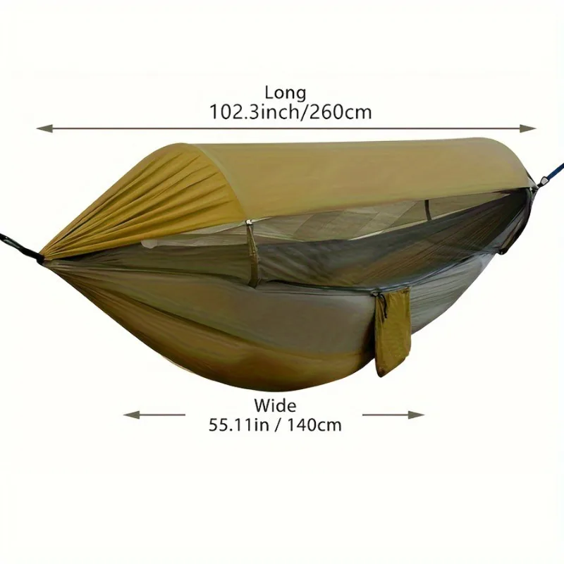 Double Hammock Outdoor Anti-Rollover with Mosquito Net Portable Nylon Camping Swing Bed & Sun Shelter for Backyard/Beach/Travel image 4