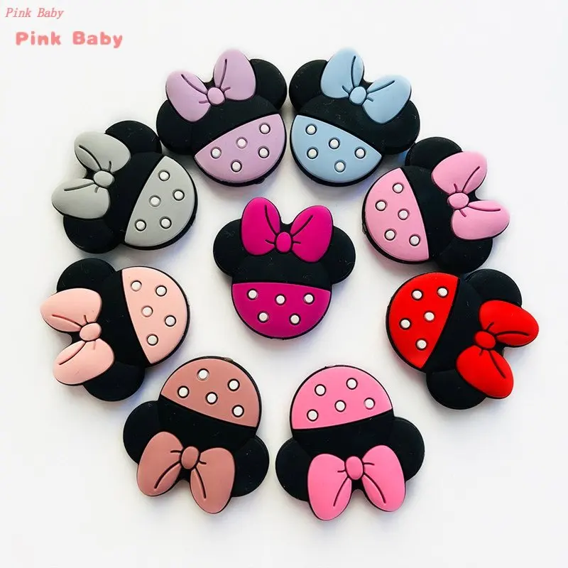 6pcs Minnie Baby Silicone Beads Food Grade DIY Infant Pacifier Chain Accessories Cartoon Mouse Mini Baby Teething Teether Bead