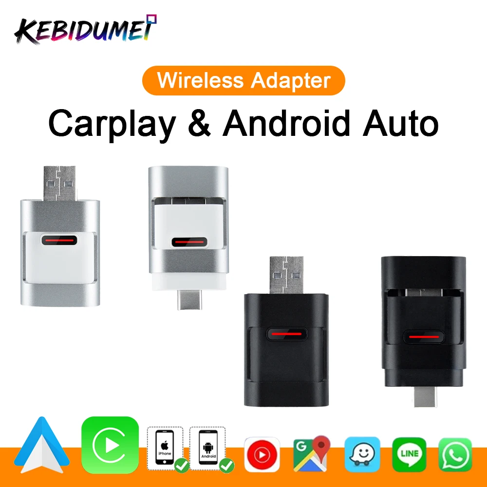 

KEBIDUMEI EC16A-BK Wired to Wireless Carplay Plug and Play Fast Connect Adapter 5GHz WiFi Bluetooth Car AI Box Car Accessories