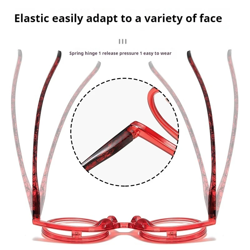 Multi Colored Frame Elderly Women, Single Piece Flip Makeup With Spring Legs, Reading Glasses For Presbyopia