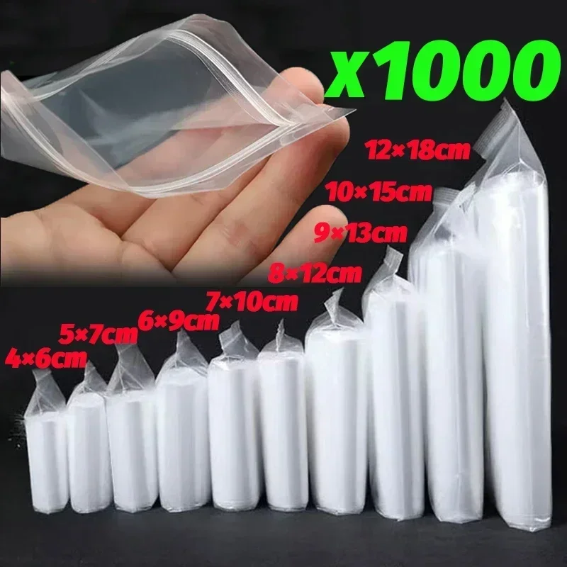 100-1000PCS Self Sealing Bag Transparent Plastic Storage Bag Small Jewelry Food Packing Reclosable Ziplock Sealing Bag Wholesale