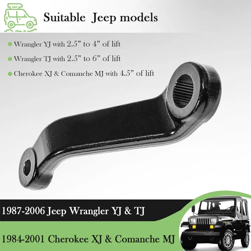 Power Steering Drop Pitman Arm 6605 Fits for 84-01 Jeep Cherokee XJ & Comanche MJ, for 87-06 Jeep Wrangler YJ & TJ, Jeep