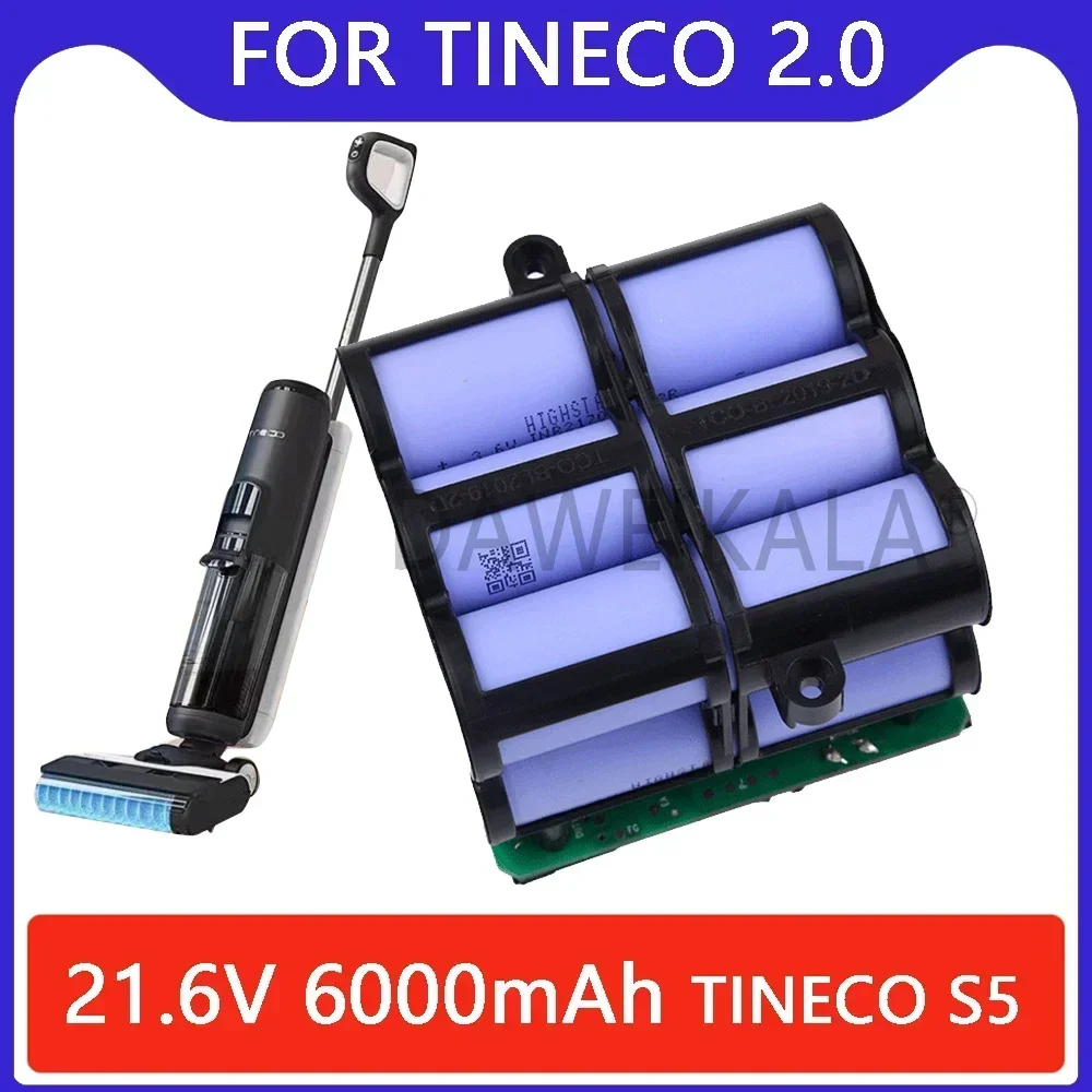Newly upgraded 21.6V 6000mAh rechargeable li-ion battery For Tineco FLOOR ONE 2.0 S5 PRO 2 S5 Smart S5 Steam Floor Scrubber