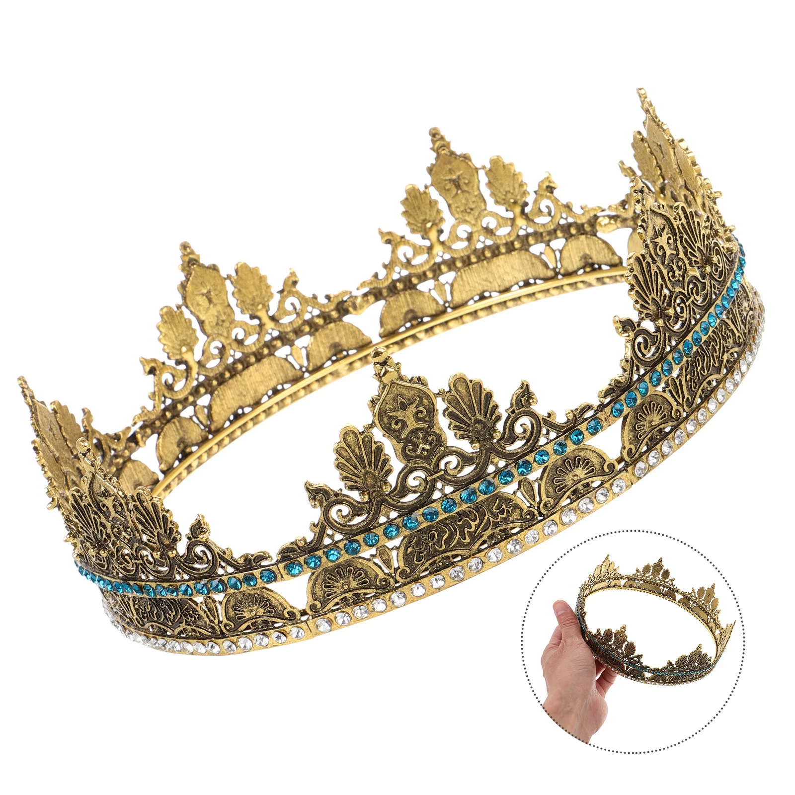 

Retro Men Crown Accessories for King Costume Hair Decor for Wedding Prom Party Halloween Cosplay Props Zinc Alloy