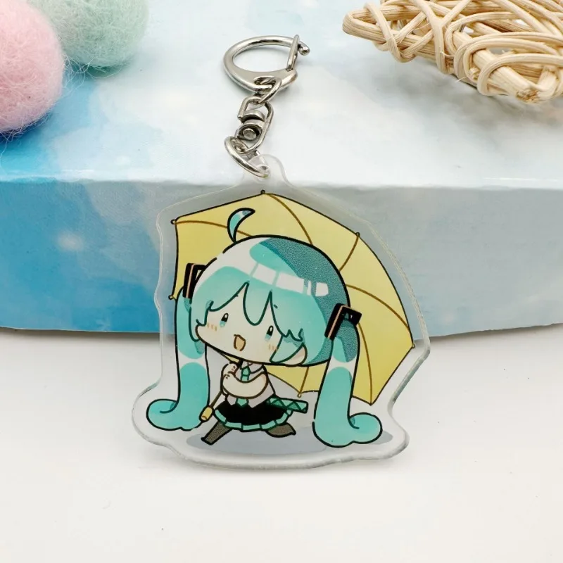 Hatsune Miku Anime Periphery Cartoon Cute Acrylic Key chain Q Cartoon Expression Student Couple Backpack Accessories Wholesale