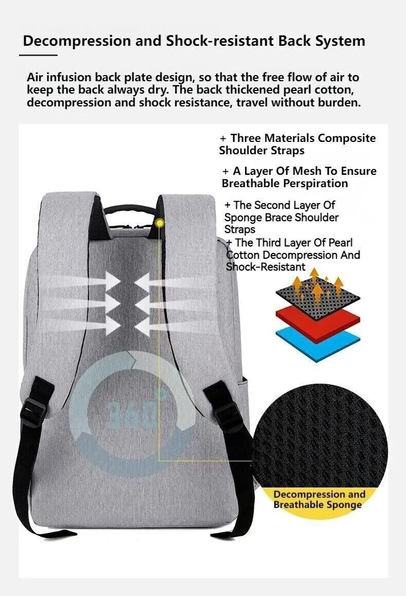 Travel Men 15 Inch Laptop Backpack Vacuum Compression Backpack Business Large Capacity School Bags Expand Outdoor Camping Bag