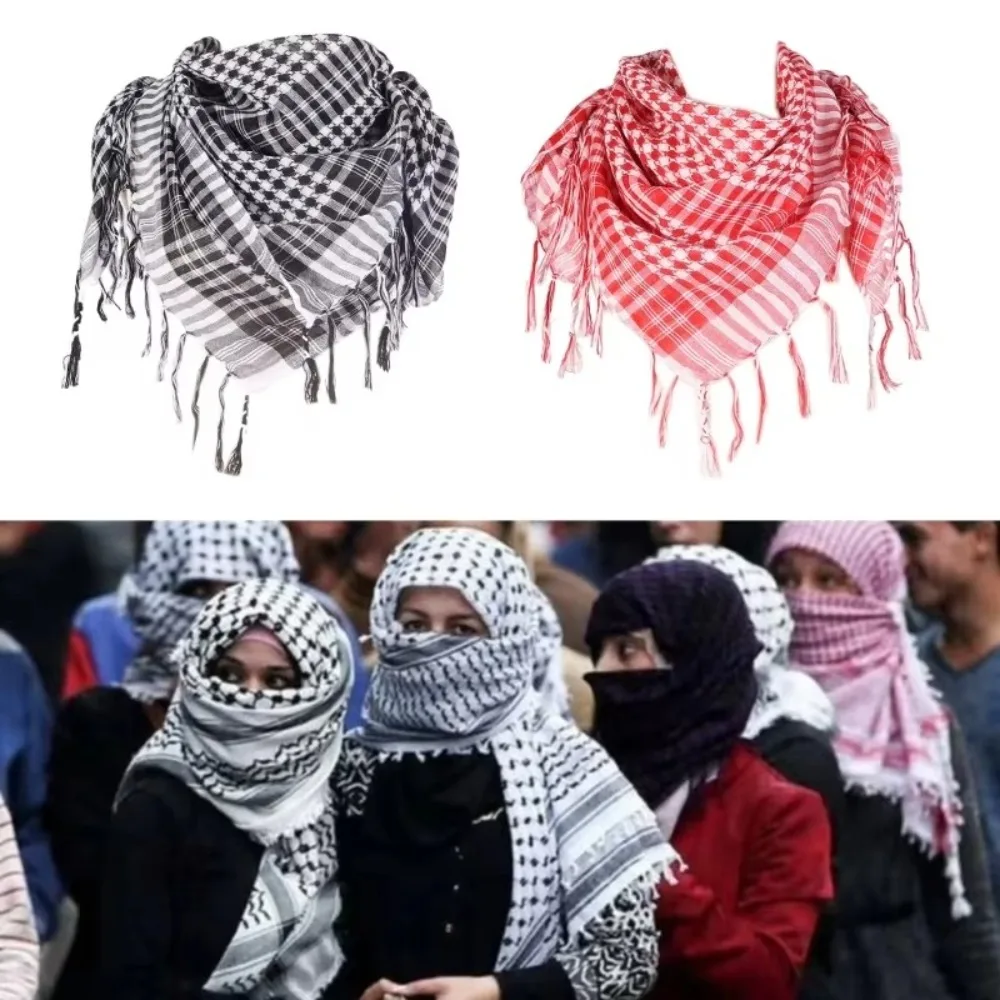 وشاح رأس عربي كبير جديد مع شرابة وشاح صحراوي باندانا كوفية للرجال والنساء