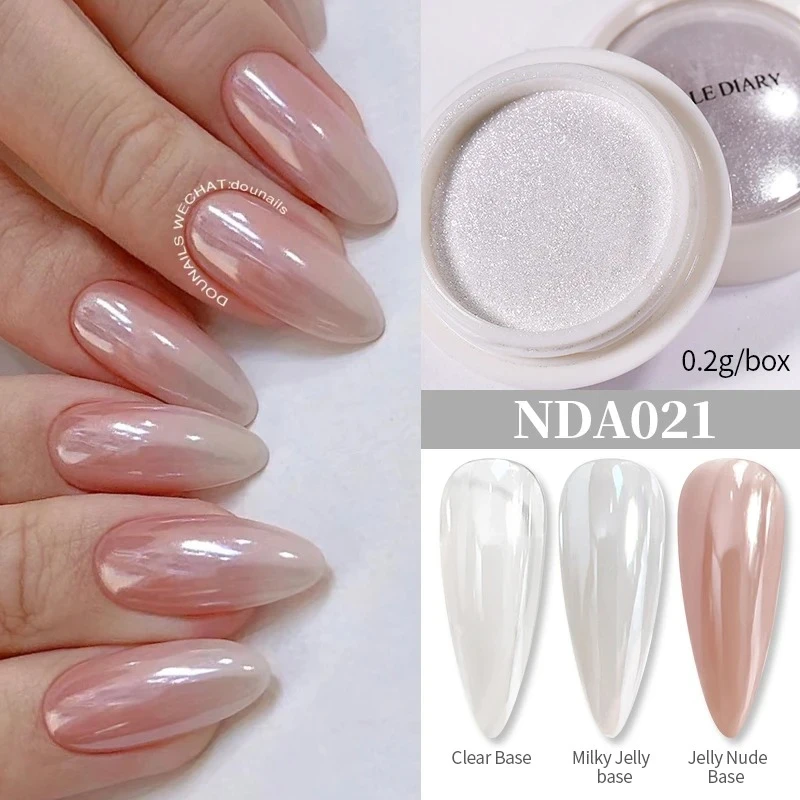 Bright White Pearl Nail Powder Moonlight Plating Mirror Aurora Effect Pigments UV Gel Polish Chrome Dust Nail Decor