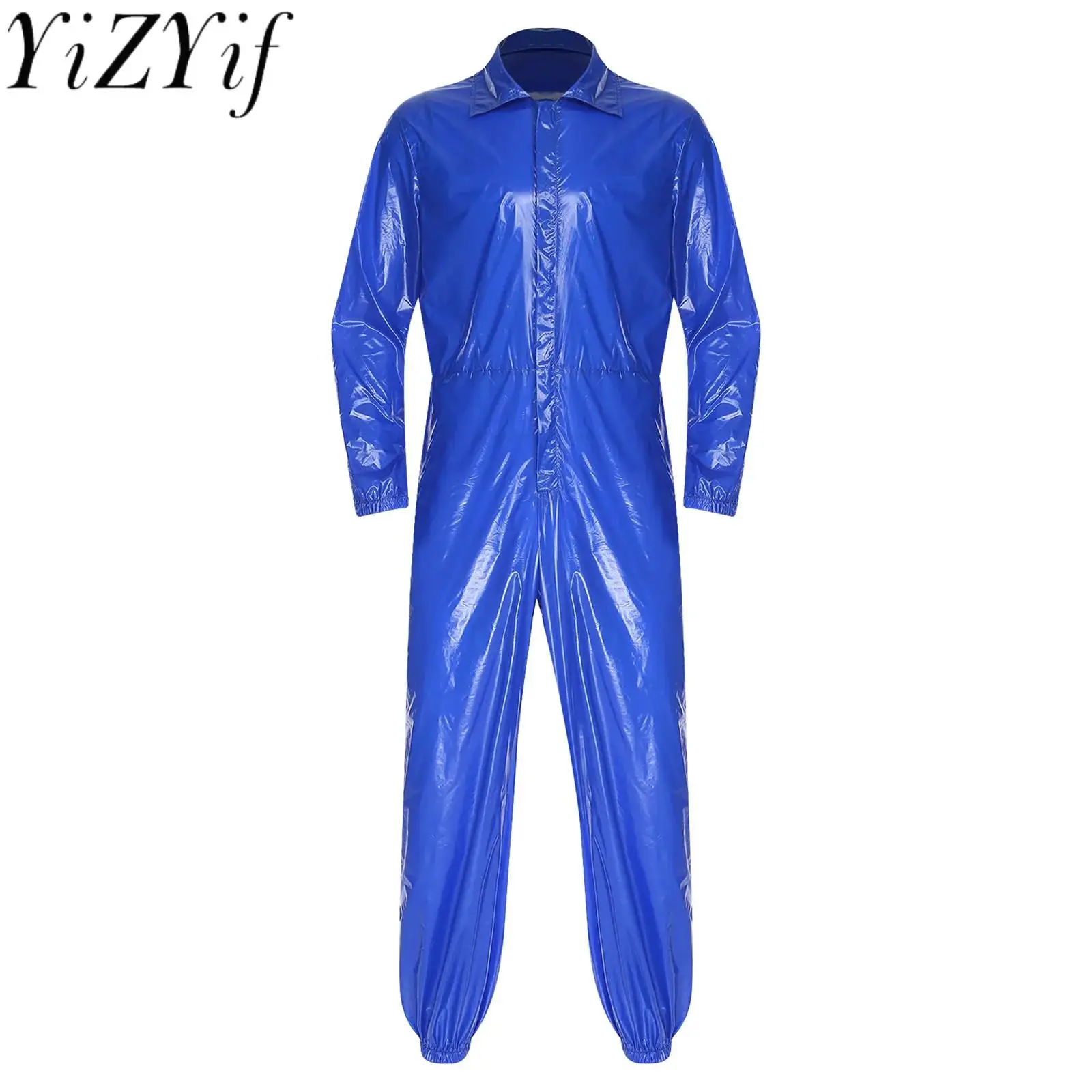

Men Water Resistant Overall Uniform Coveralls Smooth Factory Workshop Working Bodysuits Long Sleeve Cleanroom Work Jumpsuit