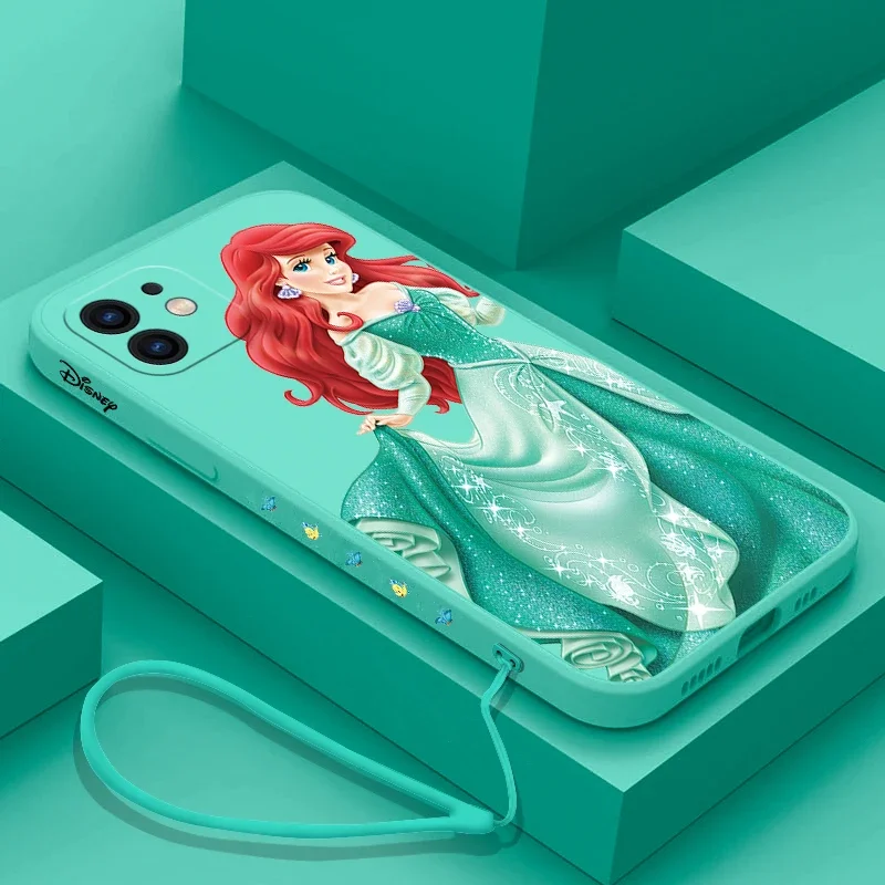 Side print ariel princess Phone Case For iPhone 15 14 13 12 11 Pro Max Mini X XR XS MAX Liquid Silicone Cases Cover