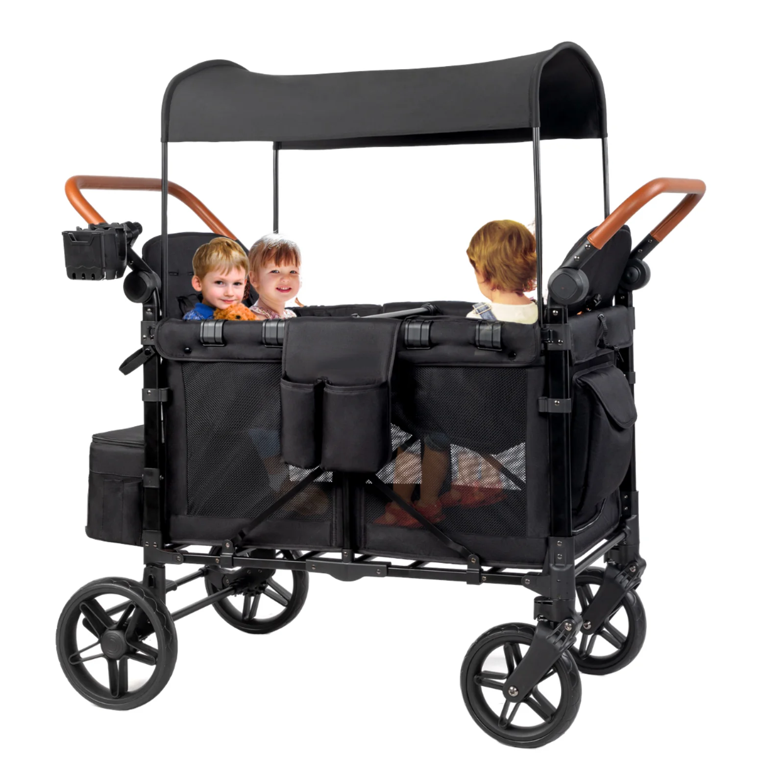 

2-Seater Collapsible Alloy Utility Cart Portable Heavy Duty Garden Camping Wagon Convertible Foldable Outdoor Wagon 3+ Years Old