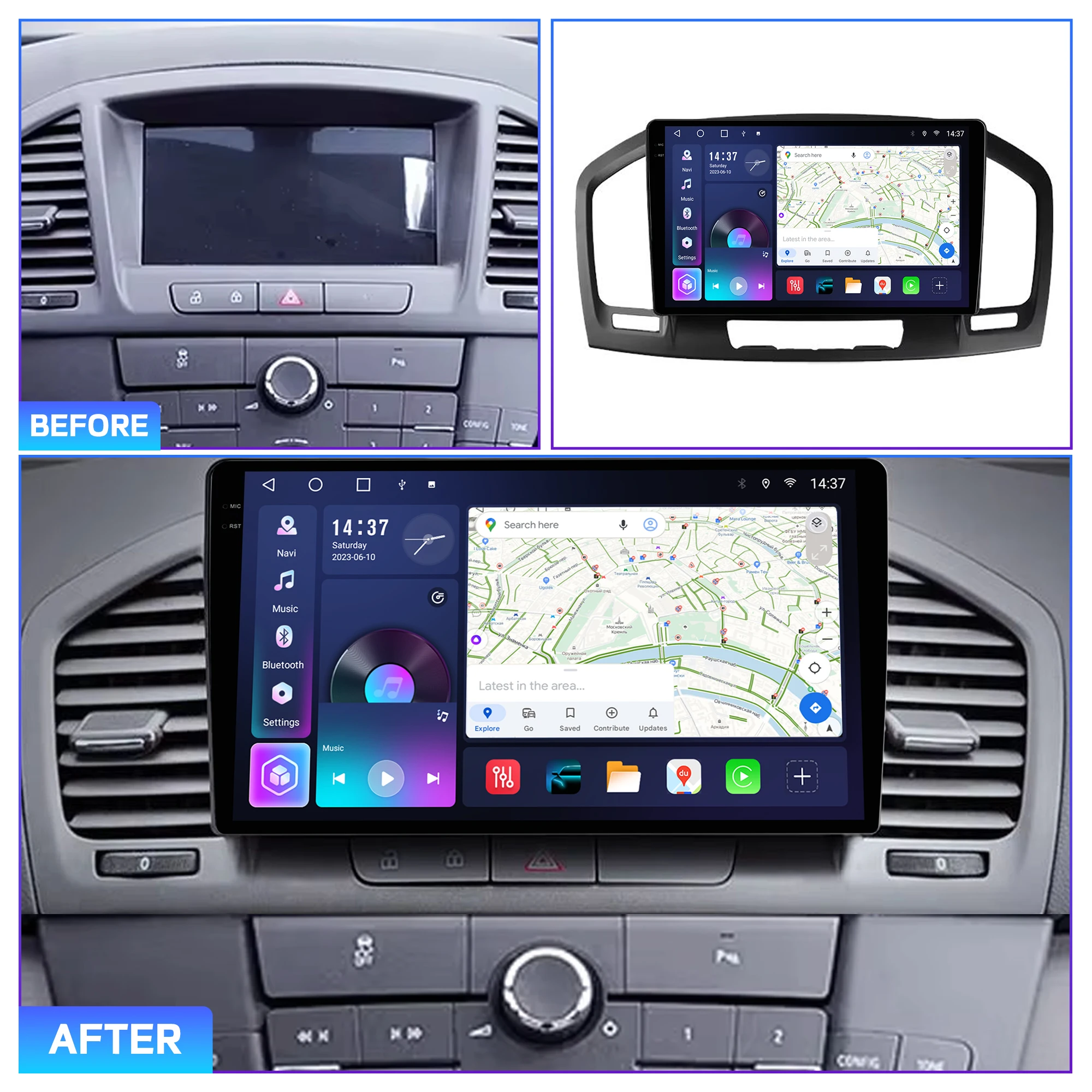 Penhui Android Car DVD Player 2 Din for Buick Regal Opel badge 2009 2013 Multimedia Screen with DSP, Bluetooth, Audio & CarPlay