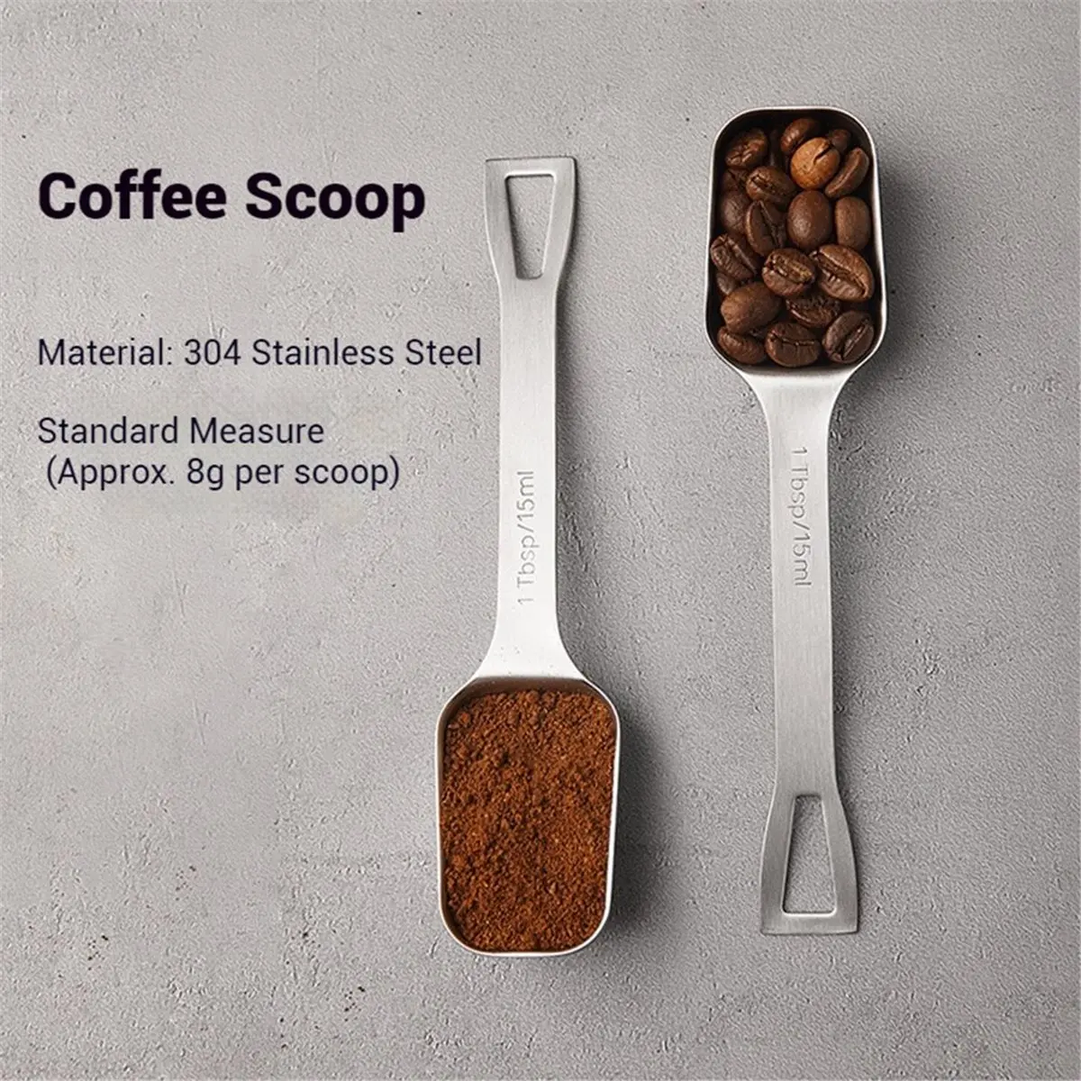 ABNQ 8g Measurement Coffee Bean Measuring Spoon,304 Stainless Steel Material Home Use Coffee Powder Weighing Spoon