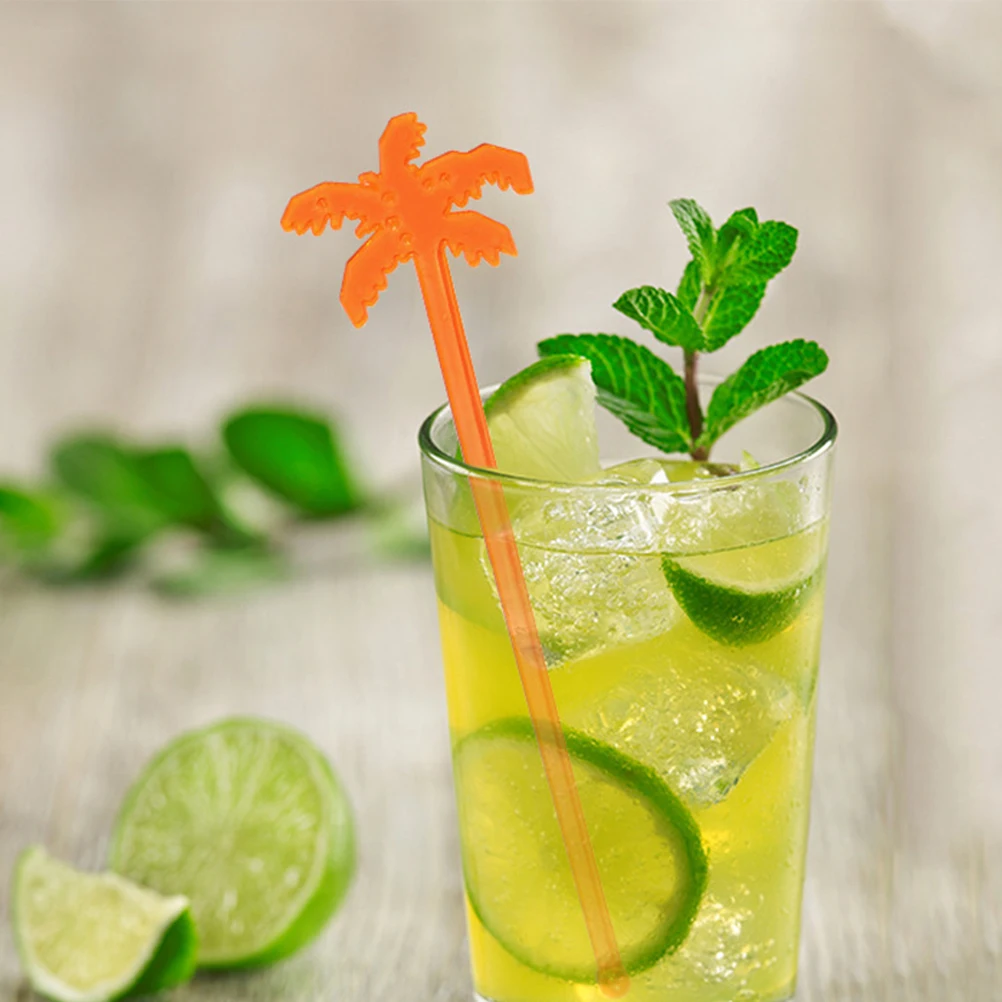 

25pcs Coconut Tree Swizzle Sticks Drink Stirrers Cocktail Coffee Stirring Bar Tools Home Party Use