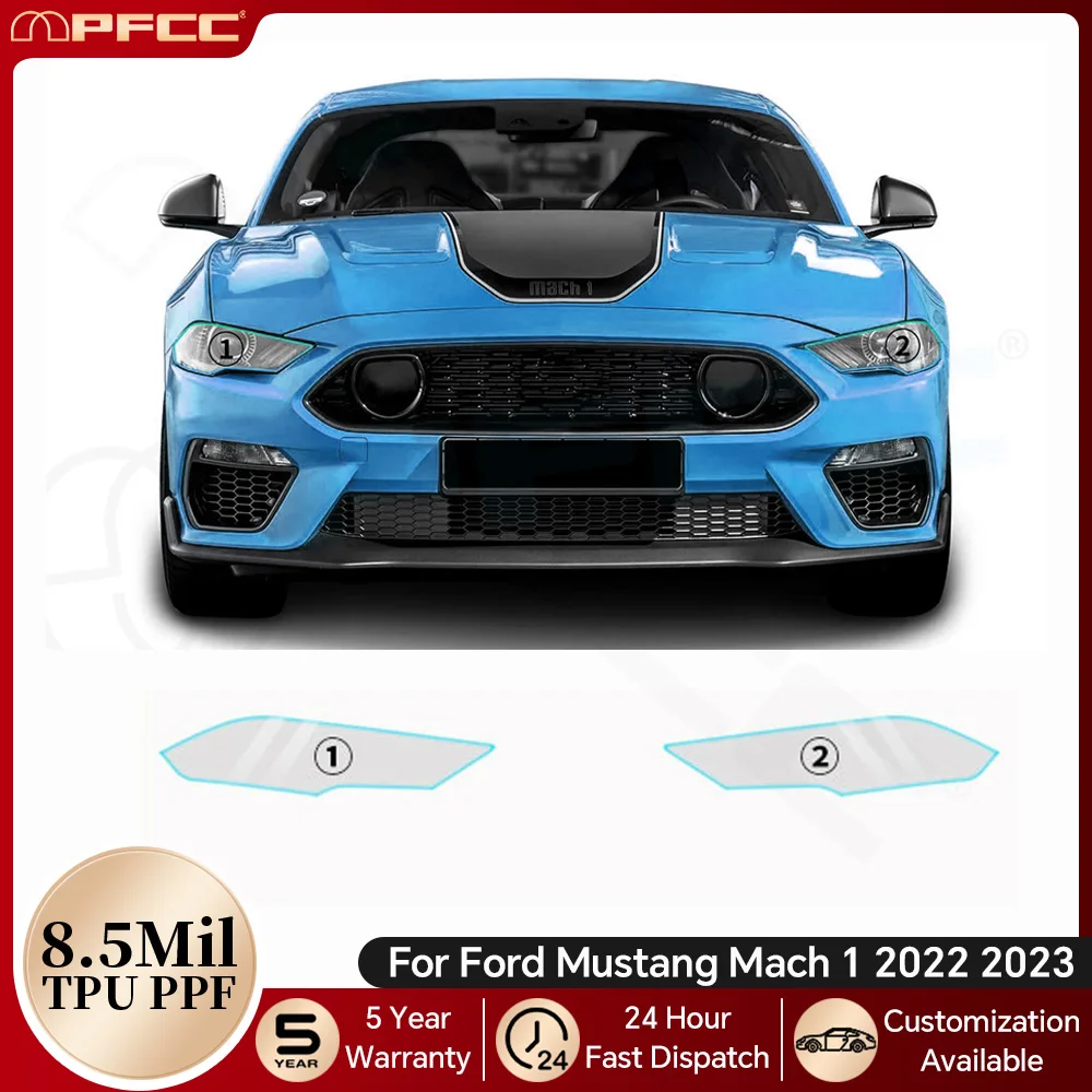 

For Ford Mustang Mach 1 2022 2023 Car Headlight Rearview Protection Film TPU Pre-cut PPF Bra Clear Kit Anti-Scratch Resistant