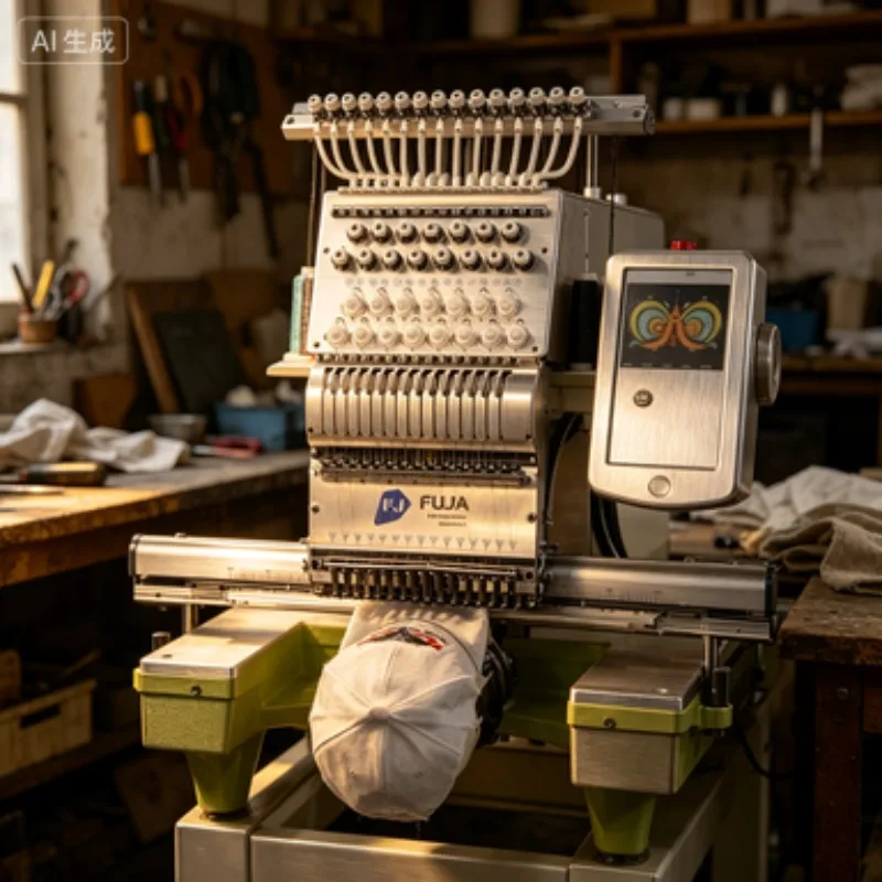 High-Speed Single Head Computerized Embroidery Machine with 1200 RPM Speed for Multi-Purpose Embroidery on Caps and Flat Goods